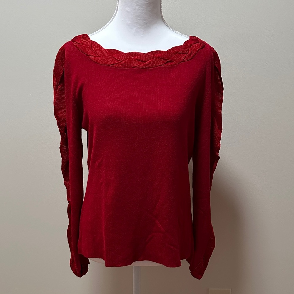 Chic Red Braided Women's Blouse